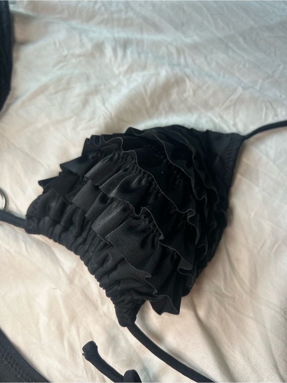 Jessica Simpson Black Ruffled Triangle Bikini Set - Picture 5 of 8